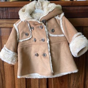 Gap faux suede and fur lined coat. 6-12 months